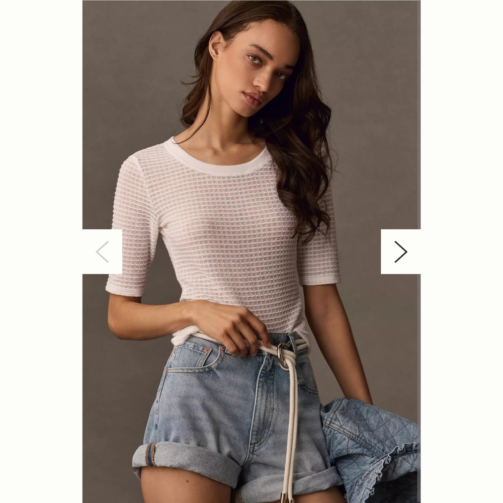 NWT Anthro PILCRO White Mesh Short Sleeve Top